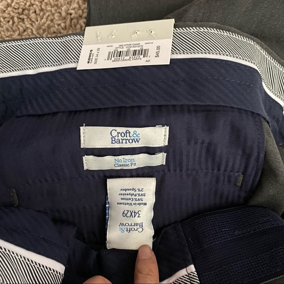 Croft & Barrow Classic Grey Stretch Khaki Pants 34 - Picture 12 of 15